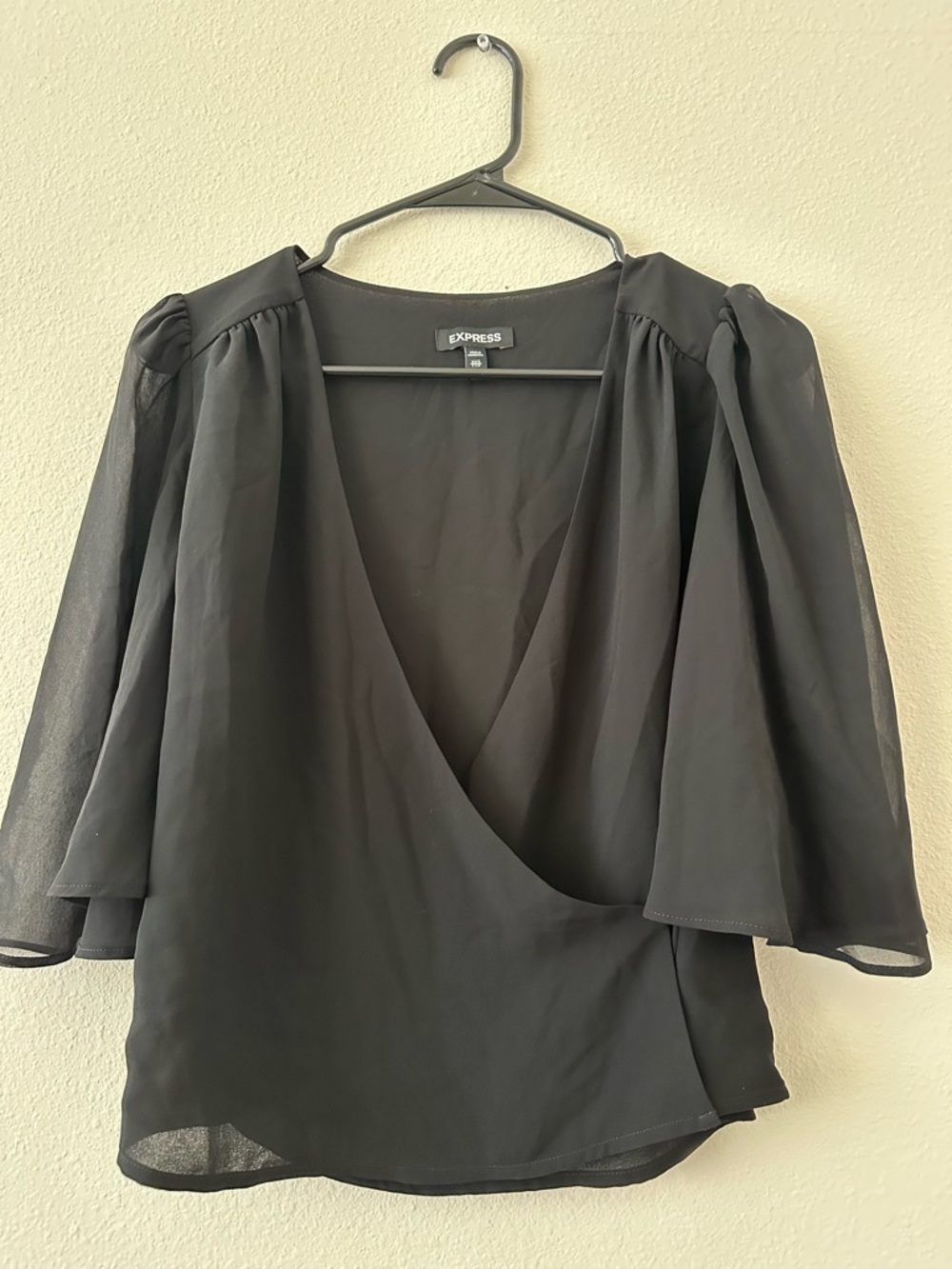 Express Black Wrap V-Neck Blouse